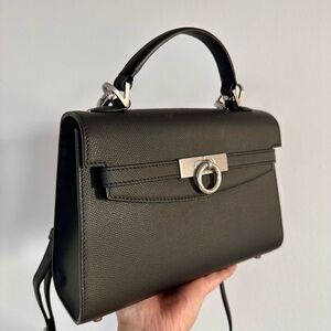 Parisa Wang Grace top handle black textured leather silver hardware